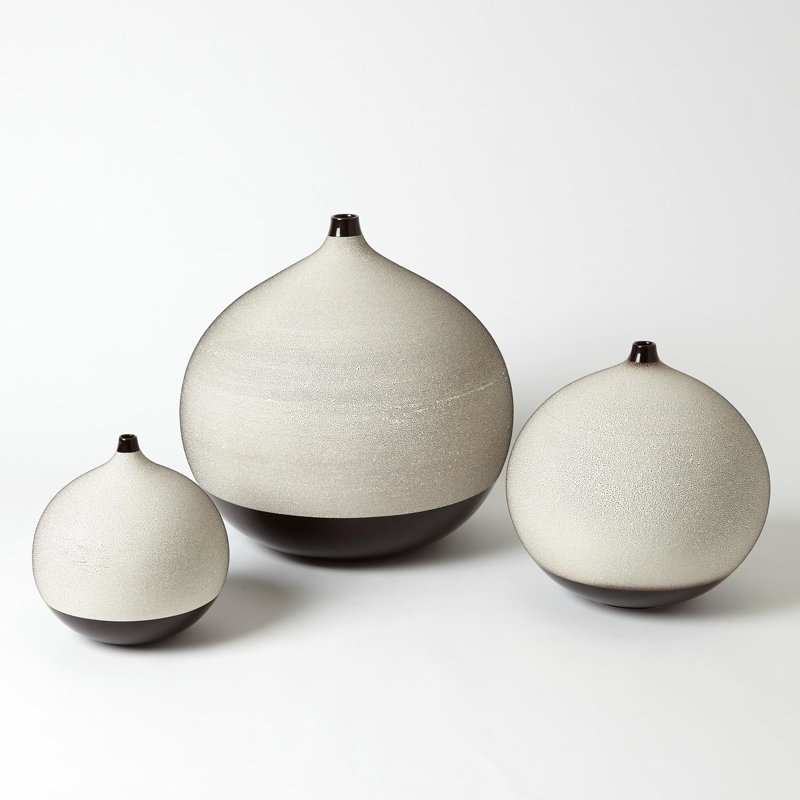 Pixelated Ball Vase, 14"H x 15"W x 15"D, Black/Brown