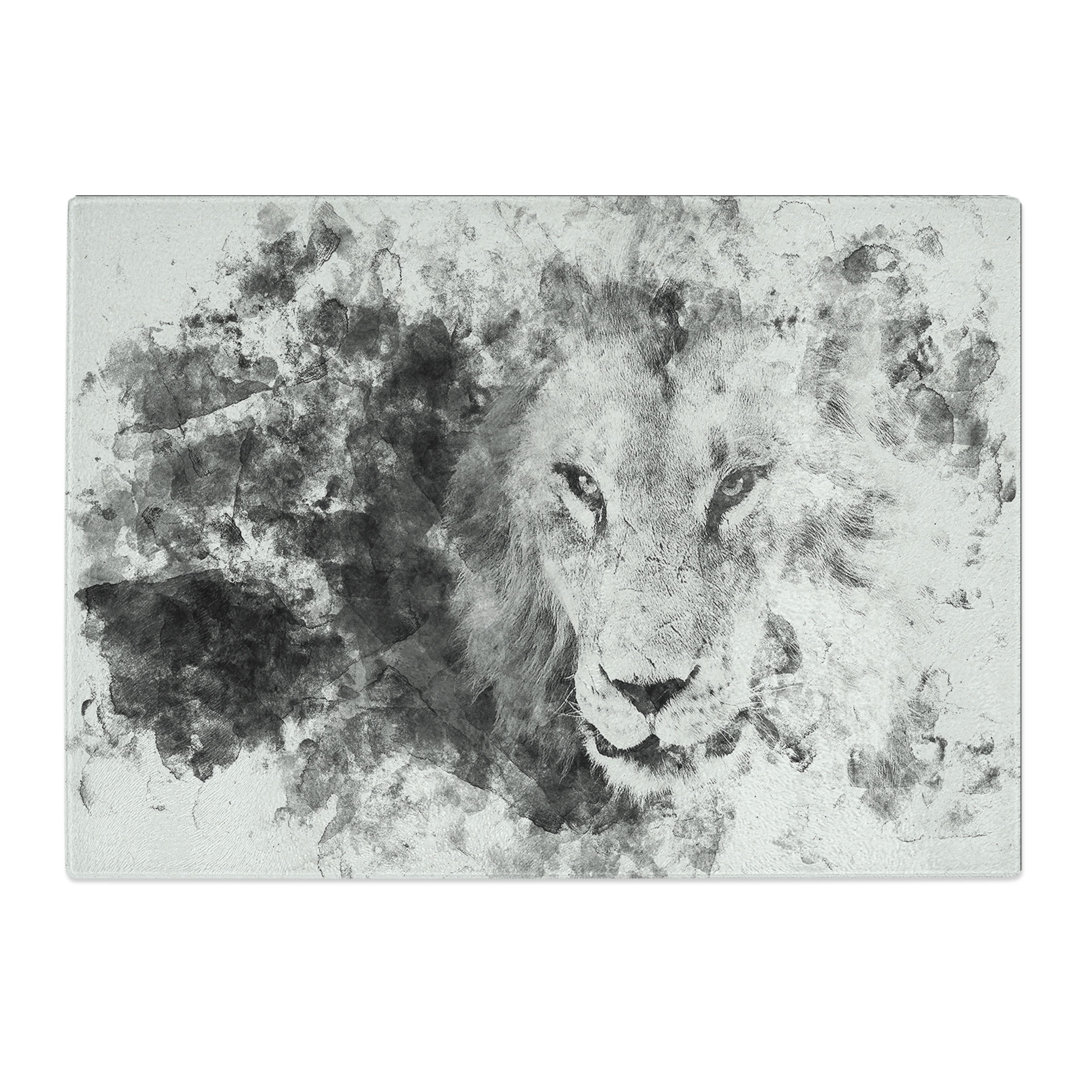 Tempered Glass Portrait of a Lion Chopping Board