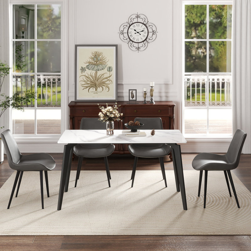 Table de salle à manger Modern, H 29,53 po x L 55,12 po x l 31,5 po, Blanc