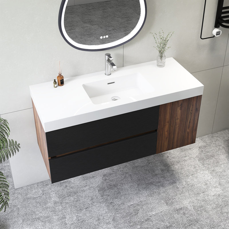 48''Wall Mounted Bathroom Vanity With Solid Surface Sink
