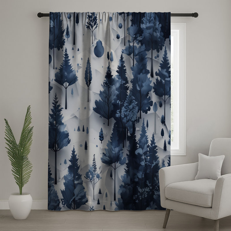 Rideaux de fenêtre Blue Forest Landscape, 50 po x 92 po - 1 panneau, Sheer