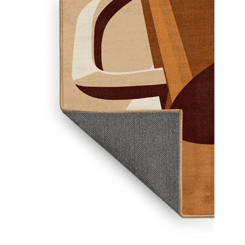 Tapis brun doux et moelleux en forme de chope à bière Burholme - reliure brun clair, 4 x 6
