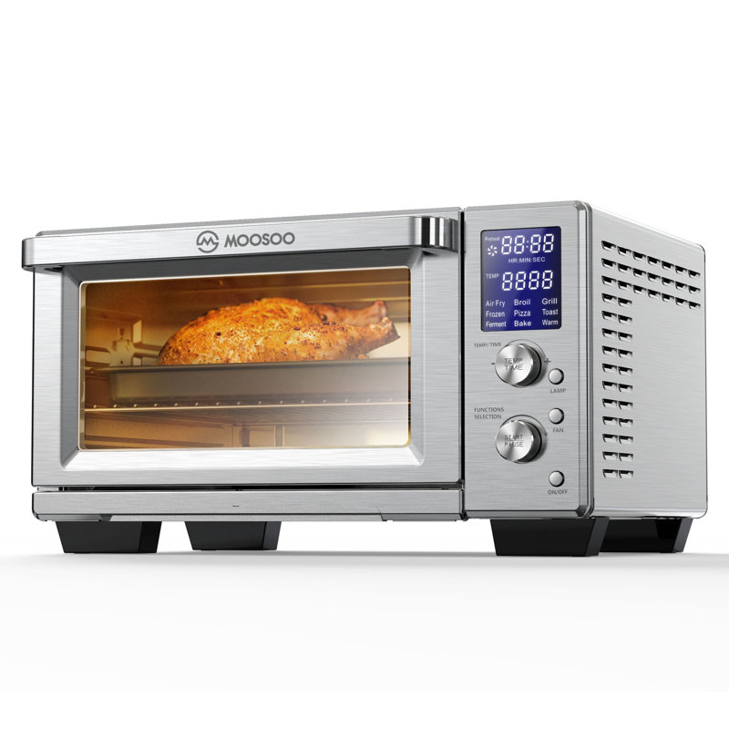 MOOSOO 30Qt Air Fryer Toaster Oven, Stainless Steel Air Fryer, Knob Control, 9 Presets