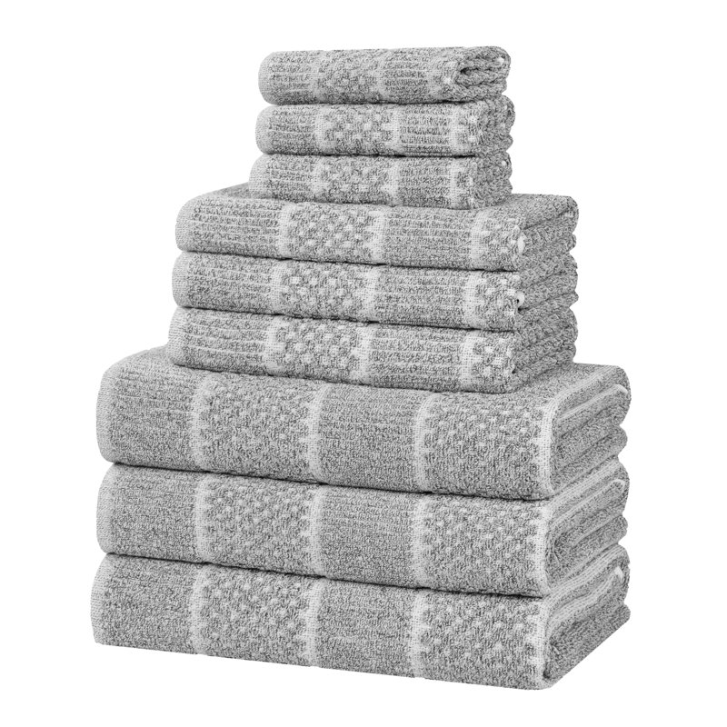 Ensemble de serviettes 9 pièces Supérieur Naples, Gris anthracite