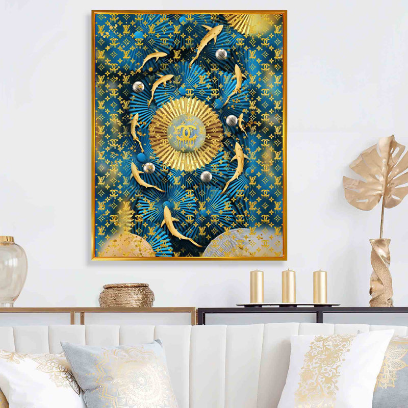 Luxury Brand Design II - reproduction sur toile, H 40 po x l 30 po x P 1,5 po, Cadre flottant doré