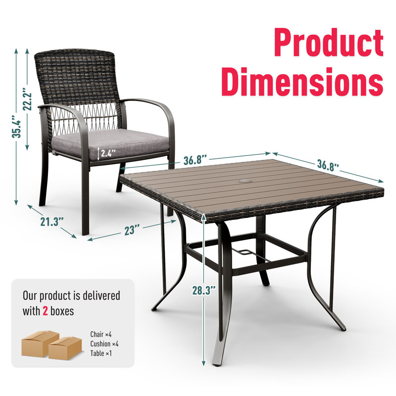 Ensemble de salle à manger pour 4 personnes 79,4 po Hainer Square, Gris