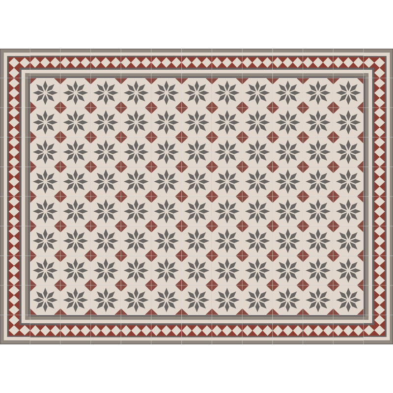 Endi Vinyl Machine Printed Area Rug, Rectangle 3'3.4" x 4'4.4"