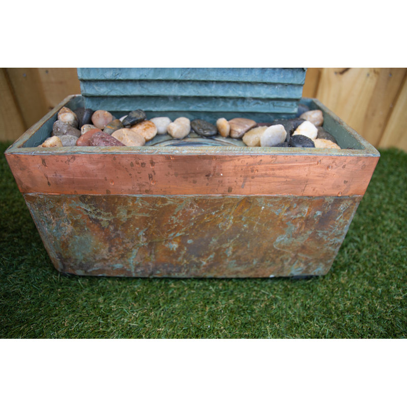Trickle Hand Crafted Natural Stone Weather Resistant Floor Fountain with Light