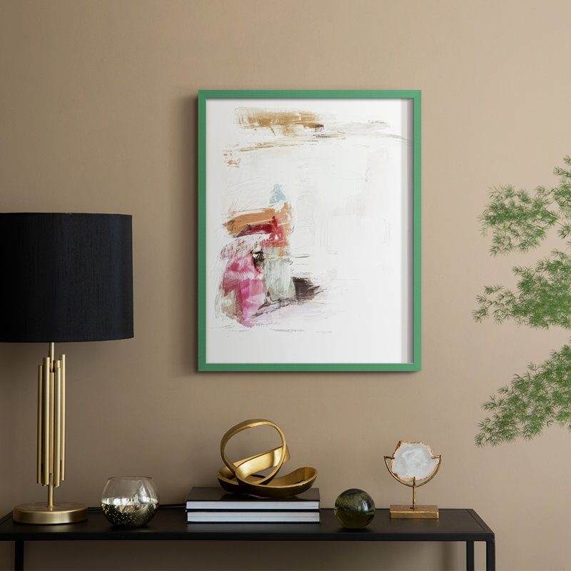 «Minimal Fuchsia Markings II», reproduction encadrée - bois massif, H 11 po x l 9 po, Vert