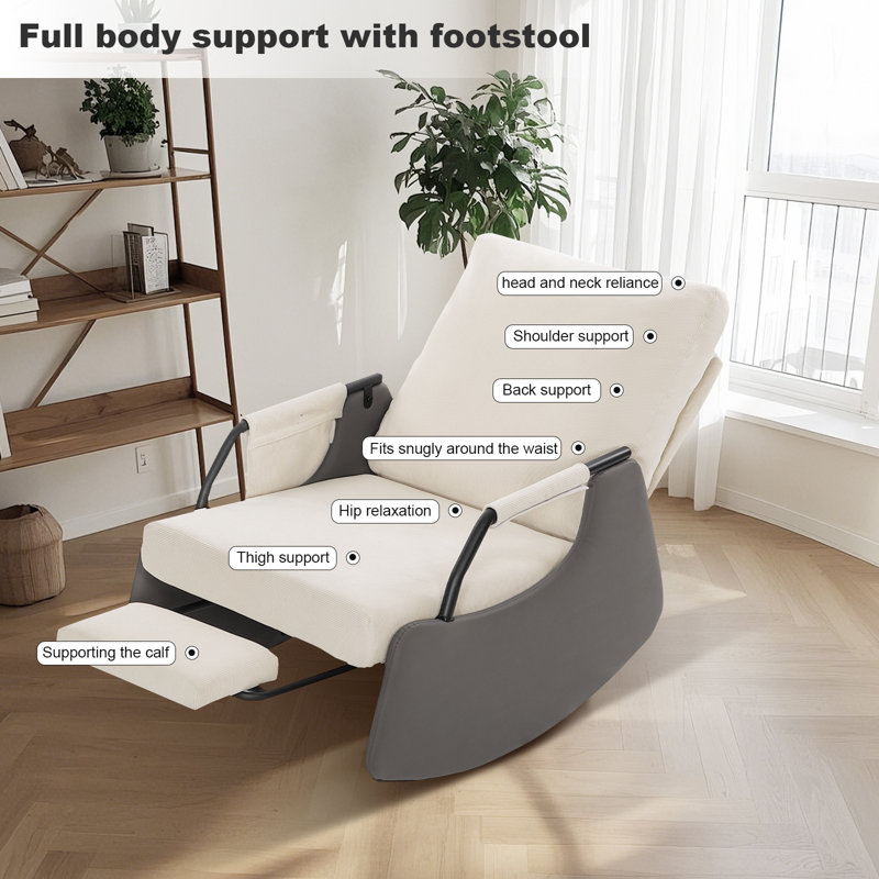 70cm Wide Ergonomic Recliner, White