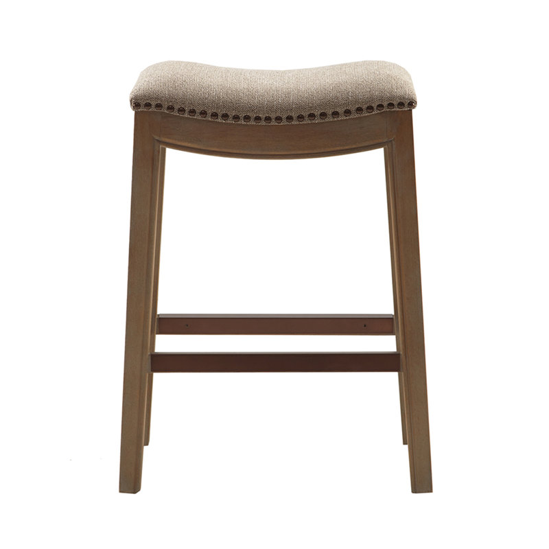 Tabouret de comptoir Saddle, Beige Seat/Wood Frame