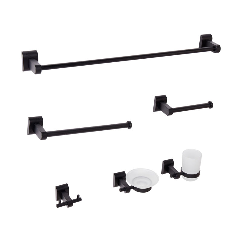 6-Piece Bathroom Hardware Set TALARA with Towel Bars and Hooks, Silver