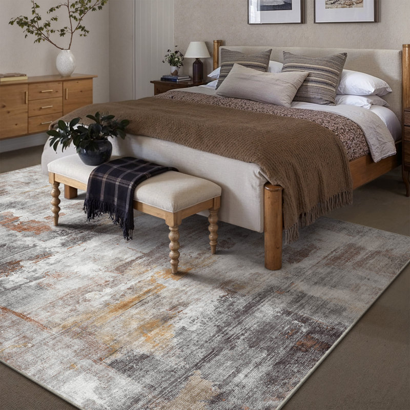 Oriental Grey/Brown Area Rug, Rectangle 8' x 10'