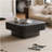 31.5'' Square Coffee Table With Storage Solid Wood Veneered Modern Coffee Table Accent Tea Table For Living Room, Bedroom, Apartment Or Office, Black-1119699560