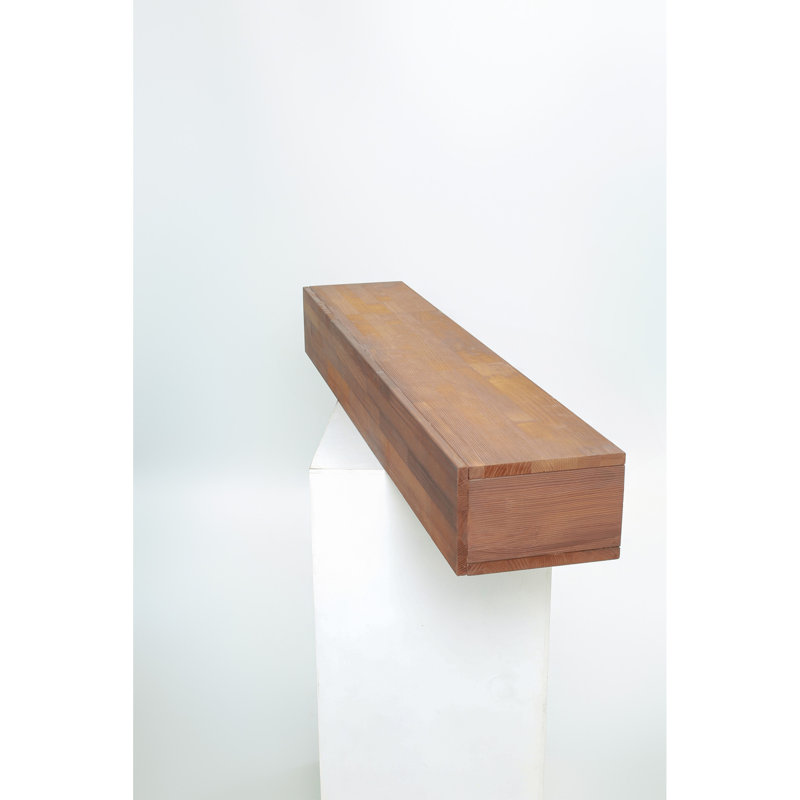 Manteau de cheminée 72 "en bois rustique, tablette murale et flottante pour la décoration intérieure, Marron clair
