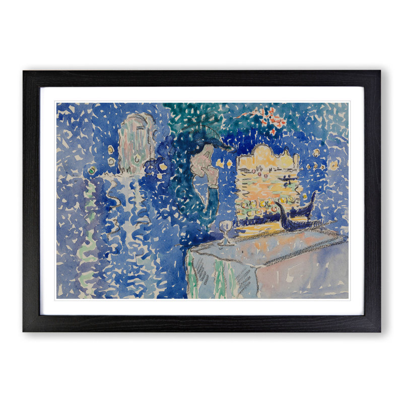 Night of the Festival of the Redeemer by Henri-Edmond Cross - Picture Frame Painting, 36cm H x 48cm W x 2cm D, Black Framed