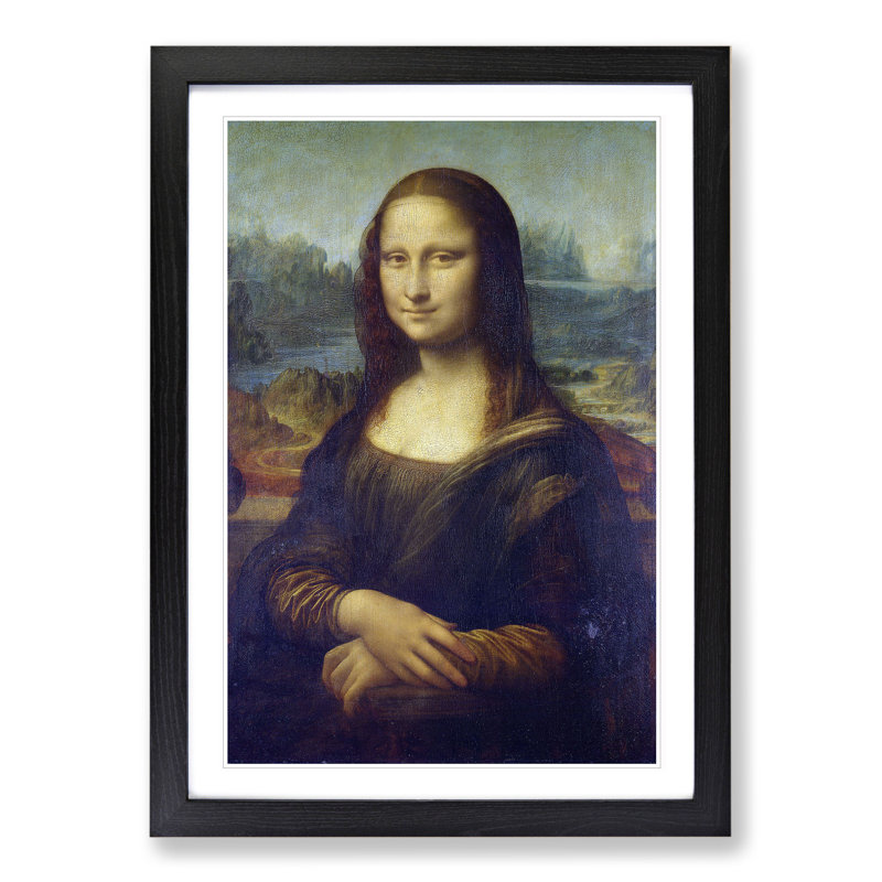 The Mona Lisa by Leonardo Da Vinci - Picture Frame Painting on MDF, Black Framed, 65cm H x 48cm W x 2cm D