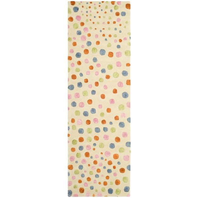 Tapis ivoire touffeté à la main Amier, Tapis de couloir 2 pi 6 po x 8 pi