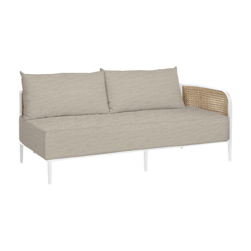 Havana Cane N-Dura Resin Wicker Outdoor Right Arm Facing Sectional, Dove Sunbrella® Linen, No welt + Standard fill