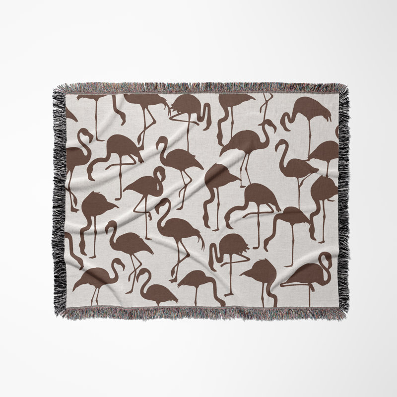 Jeté en mélange de coton Vixo Flamingo, Brun rouille / blanc cassé, L 70 po x l 50 po