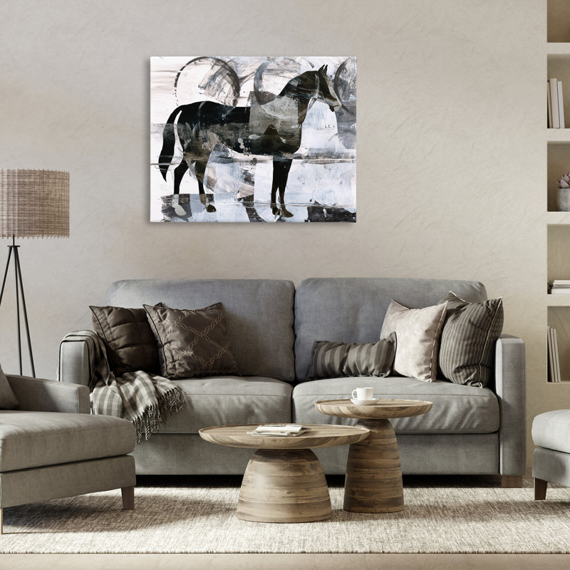 Art mural sur toile à motif de cercle et cheval par Ethan Harper, H 30 po x l 40 po