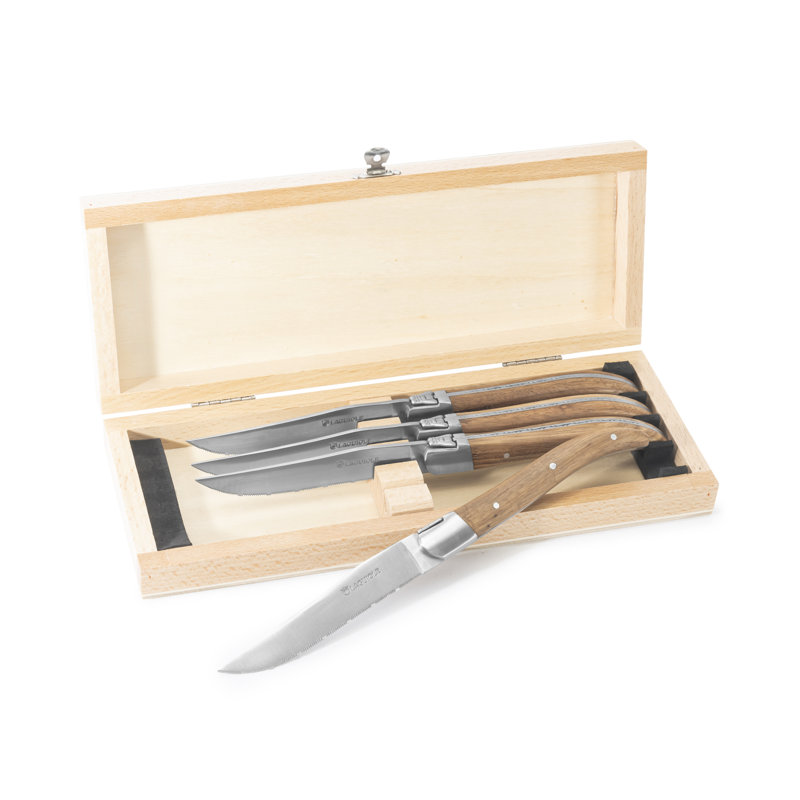 Ensemble de 4 couteaux à steak Au Nain avec poignées en bois de frêne, 4 pièces