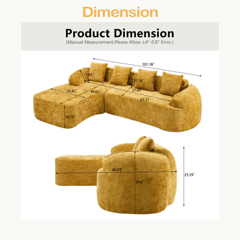 Canapé en forme de L qui se marie bien avec n'importe quel salon. Il est doté d'une éponge hautement élastique pour une sensation d'assise confortable