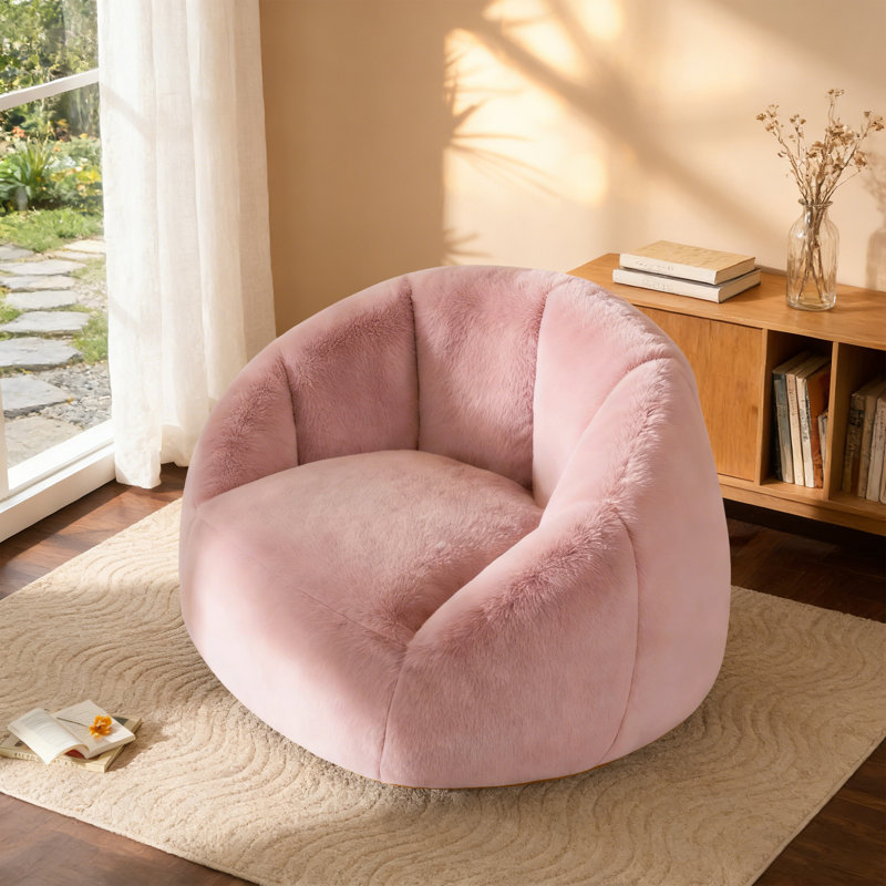 Grand fauteuil à billes en forme de coquillage en microfibre / microsuède, Microfibre rose