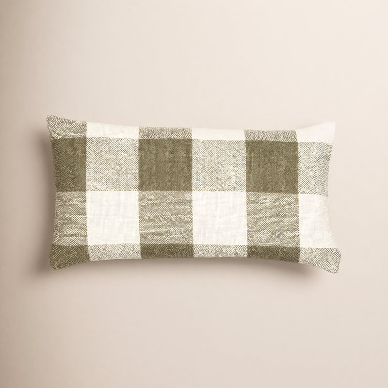 Coussin Birch Lane Cleveland, Vert à carreaux, Polyester