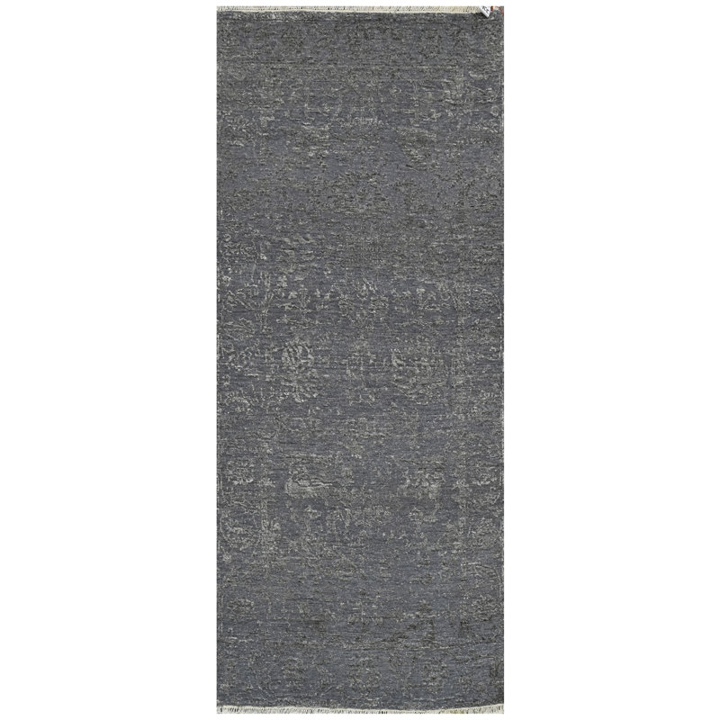 Hand Knotted Abstract Area Rug in Gray/Black