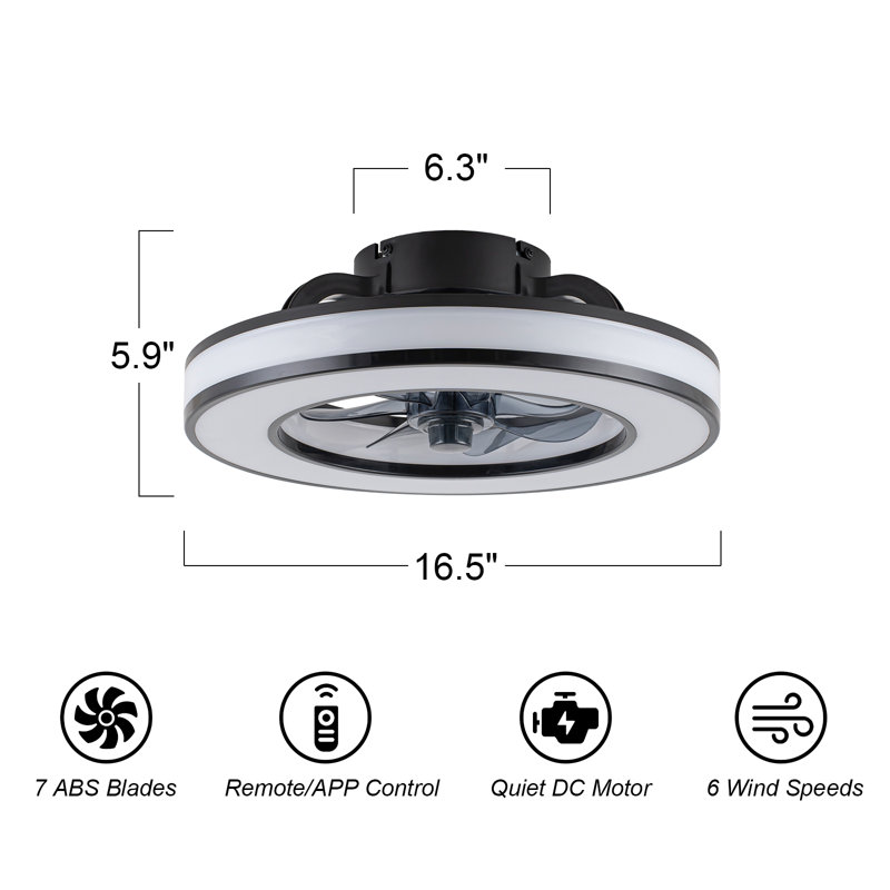 Ventilateur encastré à DEL à intensité variable avec application et télécommande