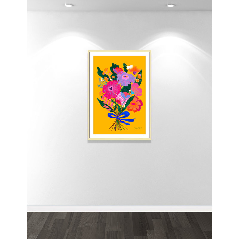 Imprimé éclectique de fleurs par Bloom, L 29,5 po x H 41,5 po, Imprimé mat, Or mat