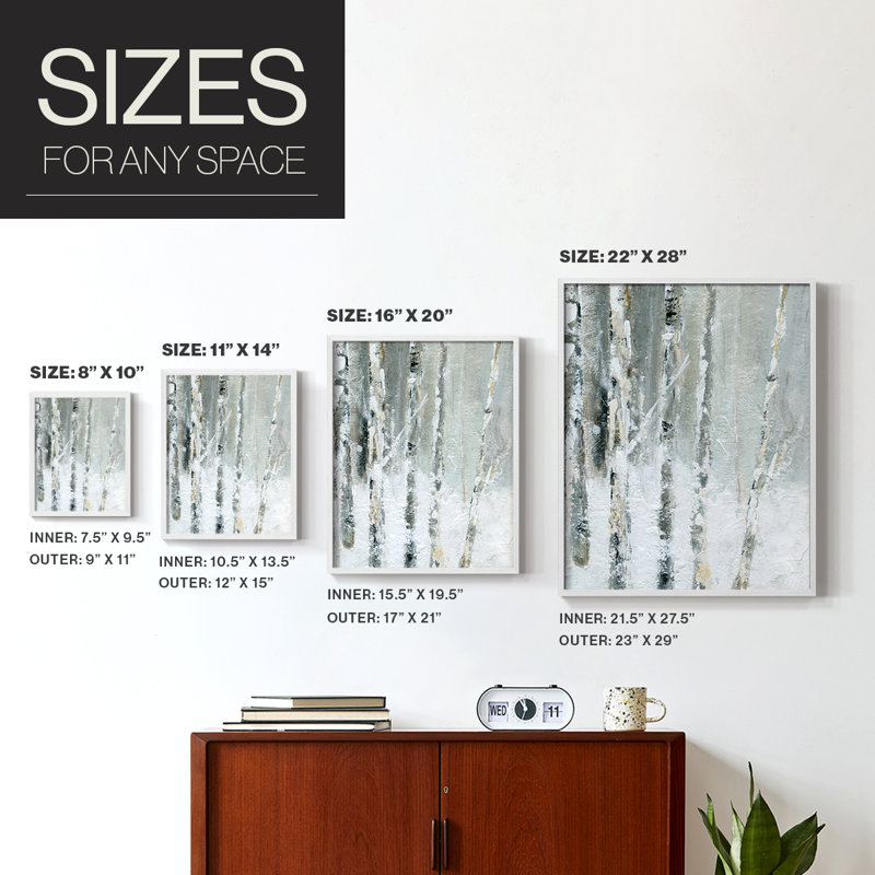 Impression encadrée «Snowy Birch III» - bois massif, H 30 po x l 24 po, Blanc
