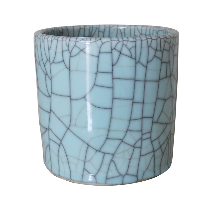 Handmade Ceramic Planter, 6" H x 6" W x 6" D, Lime Green