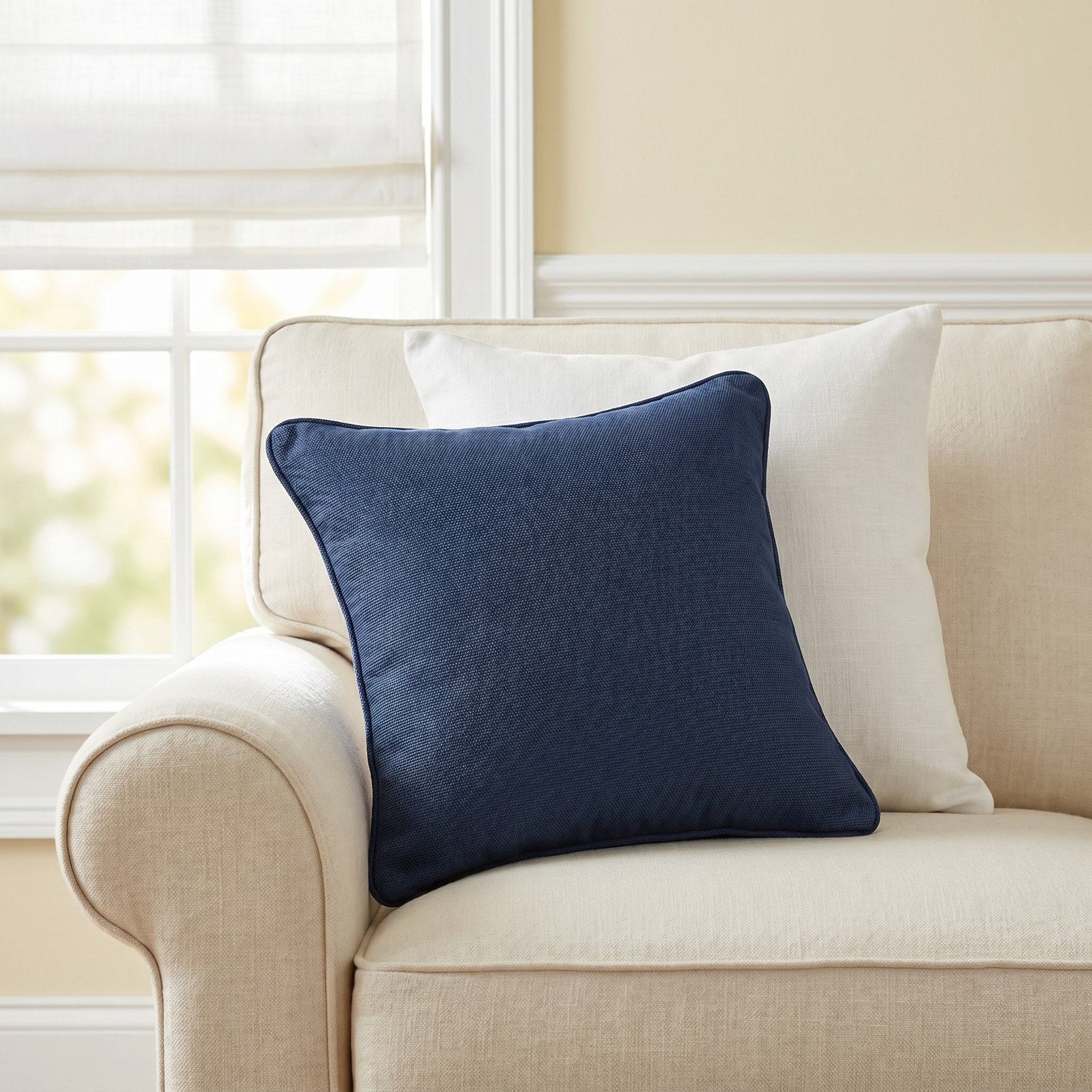 Ansonia Sunbrella® Throw Pillow, Canvas Navy, 16" x 16"