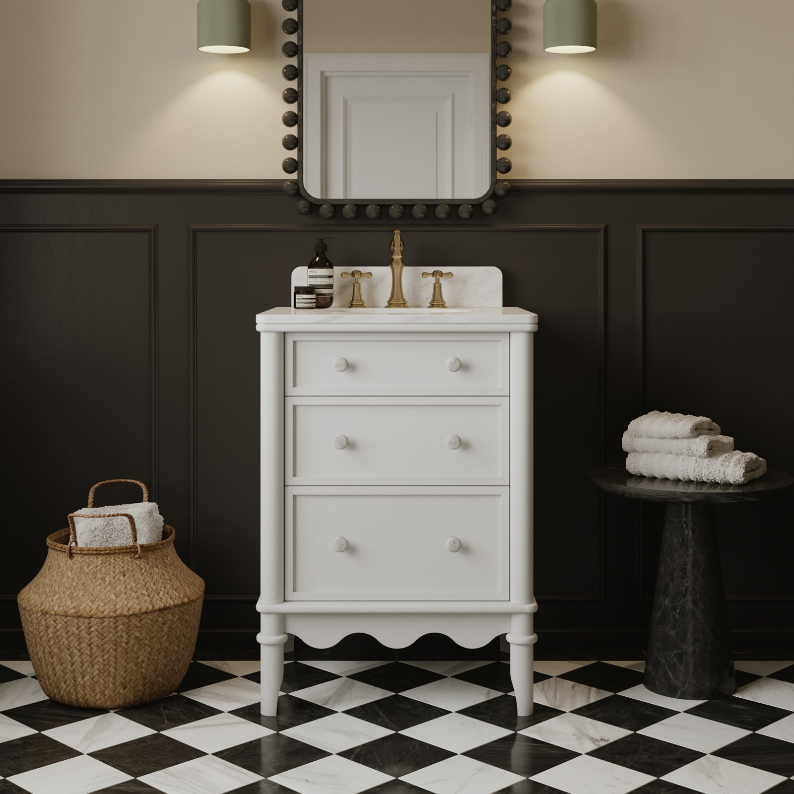 Juliette Bathroom Vanity, White, 34" H x 24" W x 20" D