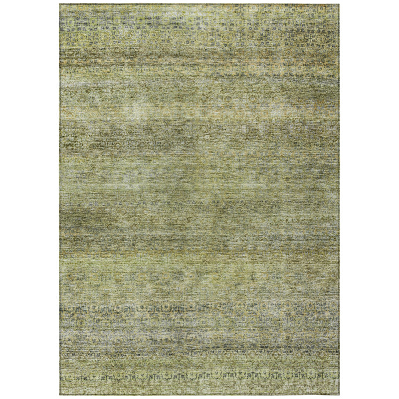Tapis intérieur / extérieur rayé vert et brun 8 pi x 10 pi artichaut