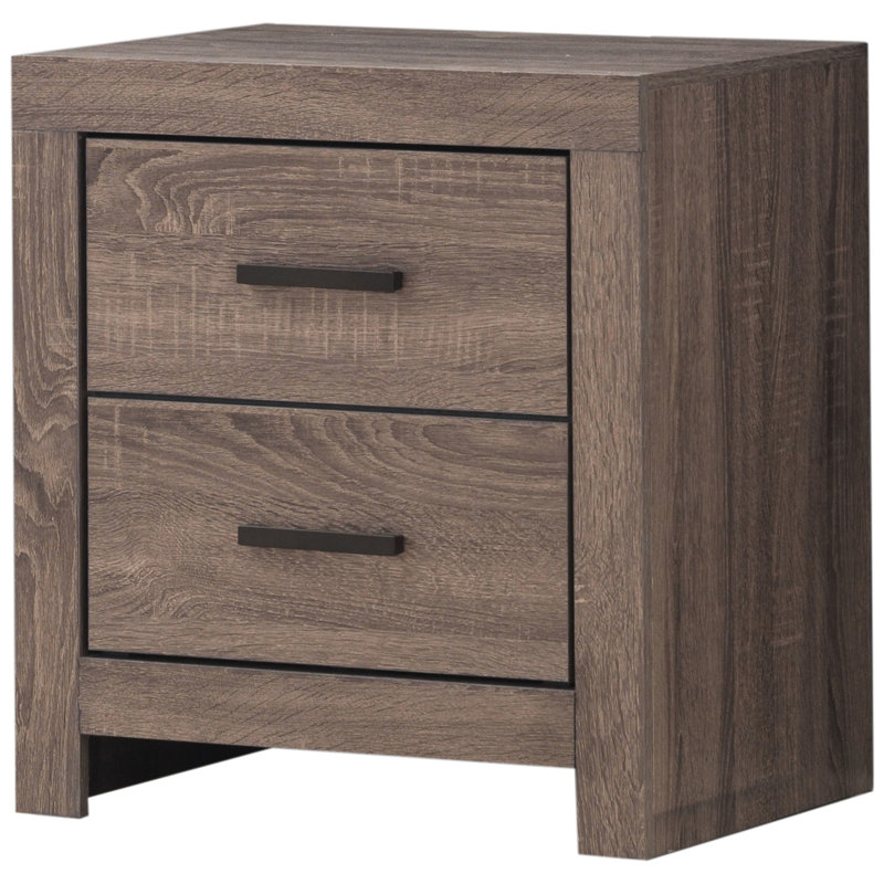 2 - Drawer Oak Bedroom Nightstand, 32.38 Lb, Spacious Drawers And Rustic Style Nightstand With Two In Oak, 16.03 Inches Deep, Modern Rectangular Design For