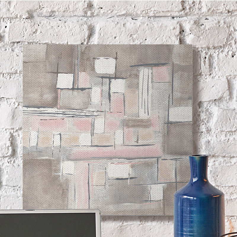 Motif géométrique abstrait rose pâle et doux, Toile tendue, H 30 po x l 30 po