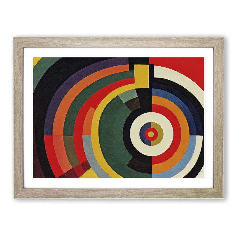 Beaming Modern Abstract Art - Framed Print, Oak, 46cm H x 64cm W x 2cm D
