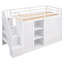 Lit mezzanine fonctionnel avec 3 tablettes, 2 armoires et 2 tiroirs, échelle avec rangement, aucun sommier nécessaire, gris-2047009057