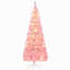 Arbre de Noël artificiel enneigé 6 pi avec forme de crayon, branches de pin réalistes, lumières DEL blanc chaud, ouverture automatique-274263344