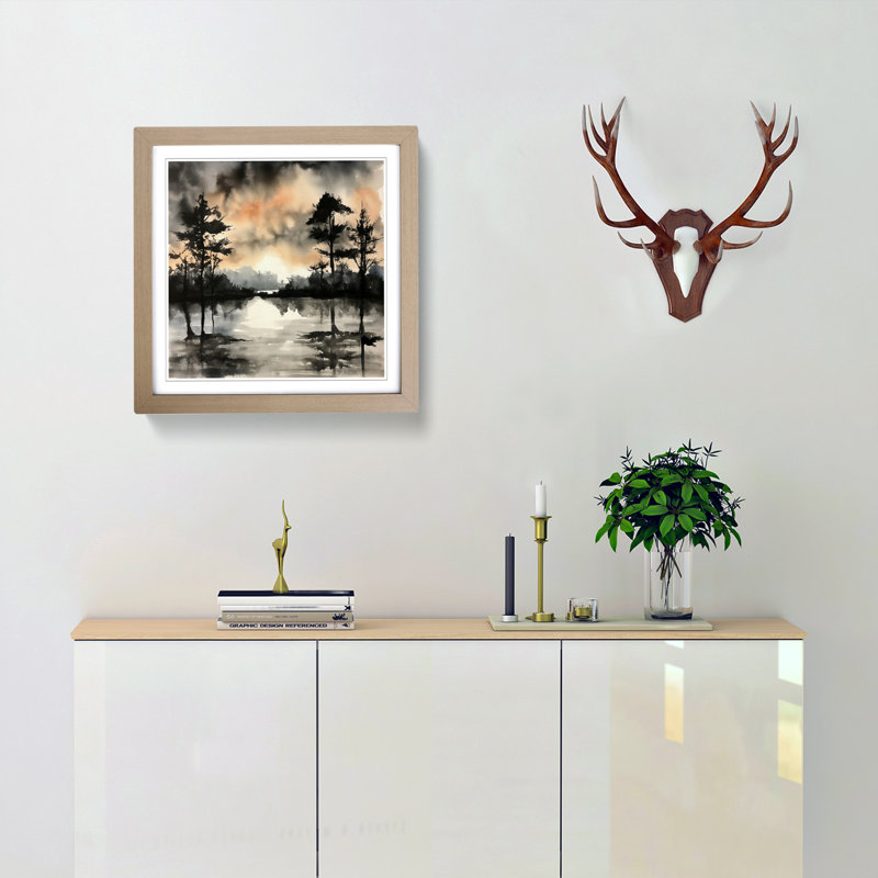 Sunrise Ink Wash No.8 - Framed Print, Oak