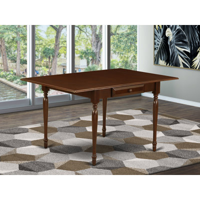 Monza Kitchen Table - a Rectangle Dining Table Top with Dropleaf & Stylish Legs, Mahogany