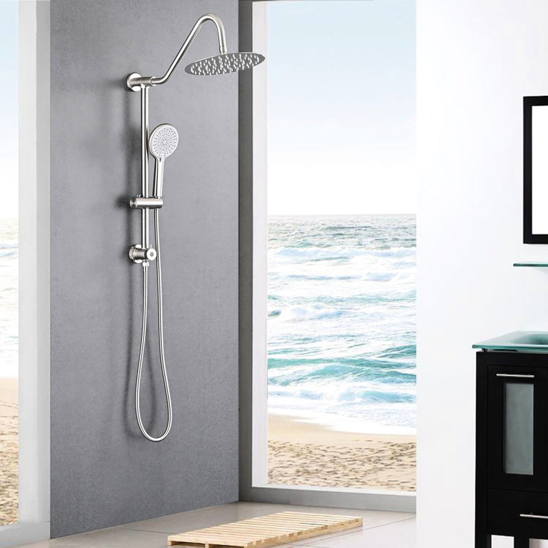 Pomme de douche à pluie 10 po avec douchette - Conception ergonomique pour le confort Système en métal nickel brossé grand et grattoir - Matériau