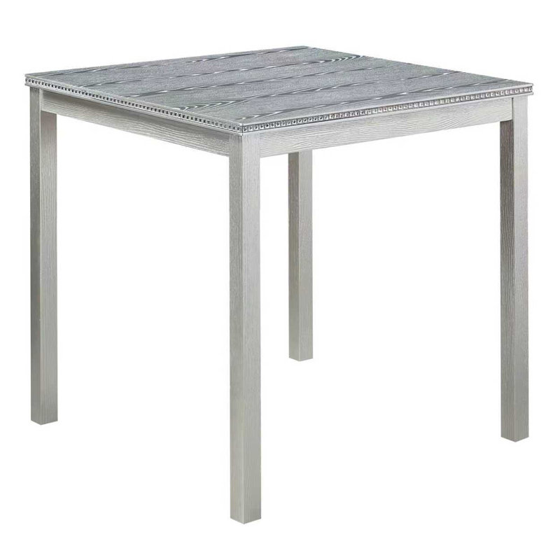 Table de salle à manger en bois carrée, table de cuisine pour petit espace, table de comptoir pour 4 personnes, gris argenté