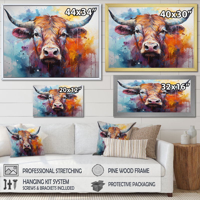 «Keajia Cow Majestic Bovine Collage I», reproduction rectangulaire sur toile, H 16 po x l 32 po x P 1 po