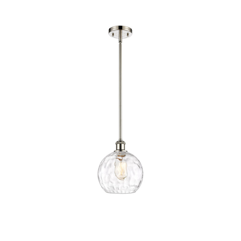 Luminaire suspendu sphérique 1 lumière Cindi, Ampoule non incluse, H 10 po x l 8 po x P 8 po, Nickel poli