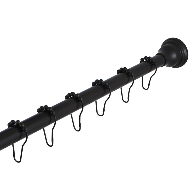 Oil Rubbed Bronze Adjustable Straight Shower Curtain Rod with Rings
