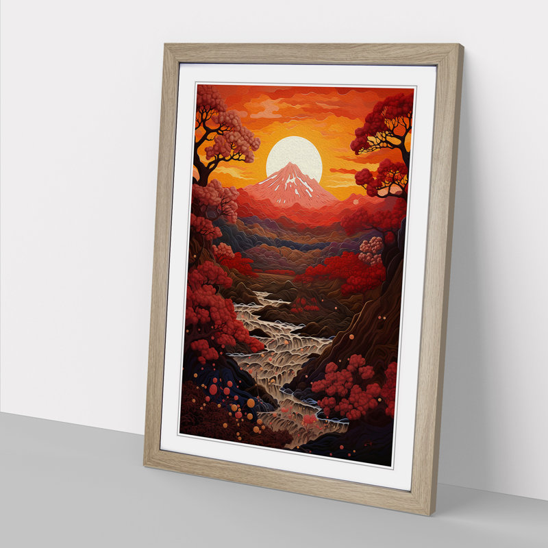 Japanese Sunset Orphism No.2 - Framed Print, Oak Framed, 46cm H x 34cm W x 2cm D
